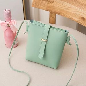 New Mini Faux Leather Bucket Bag, Vintage Zipper Shoulder bag.